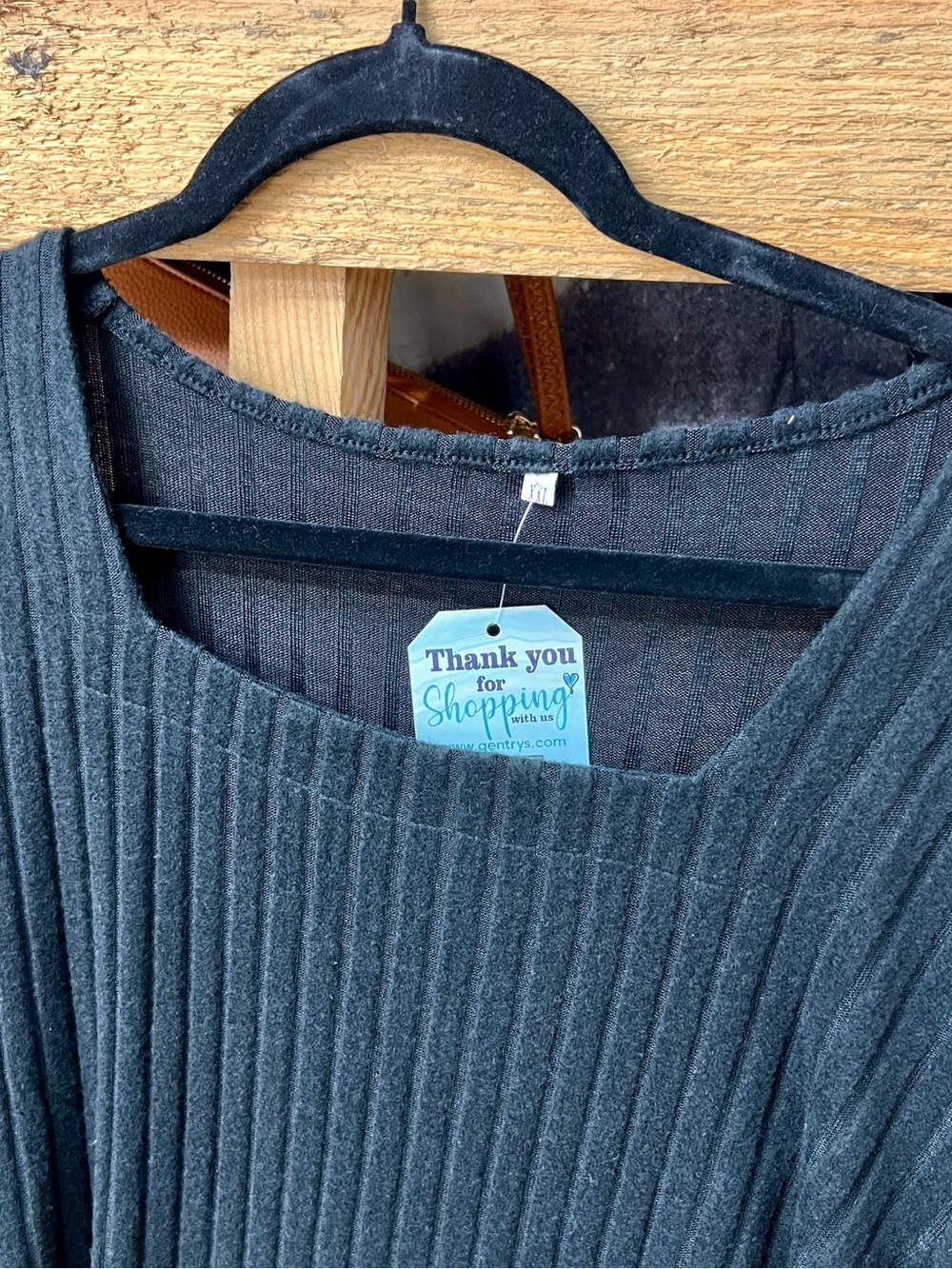 Black Ribbed Square-Neck Sweater - Picture 3 of 4